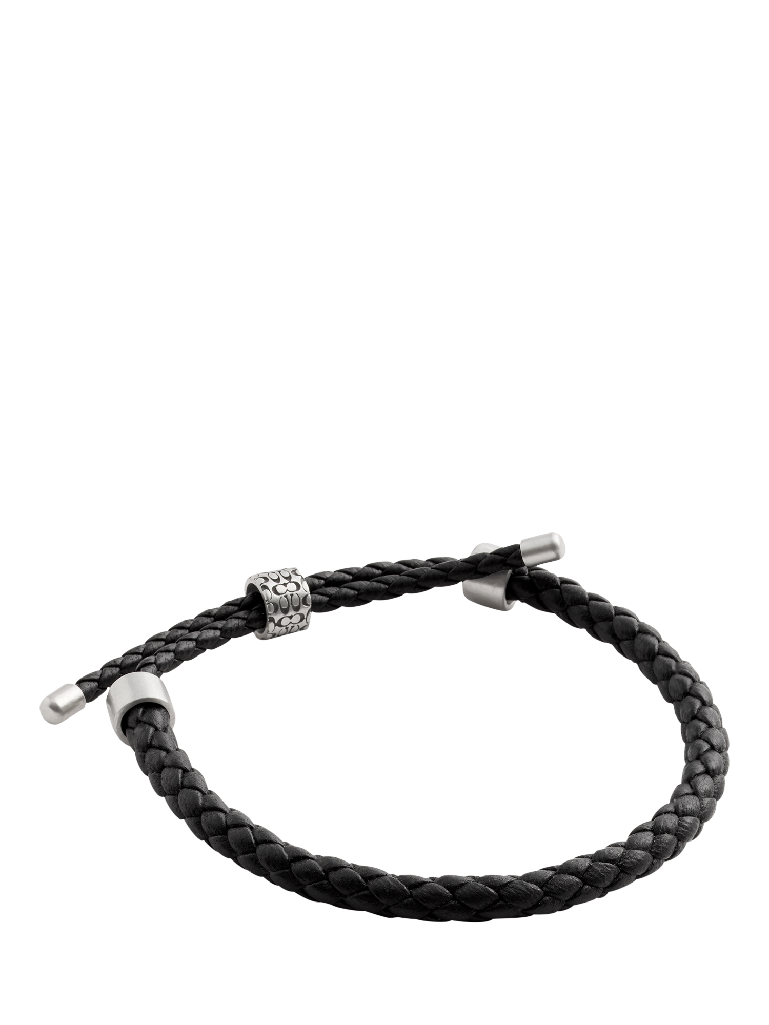 Product image 2 of 2, which shows Coach Leather Braided Bracelet, Black