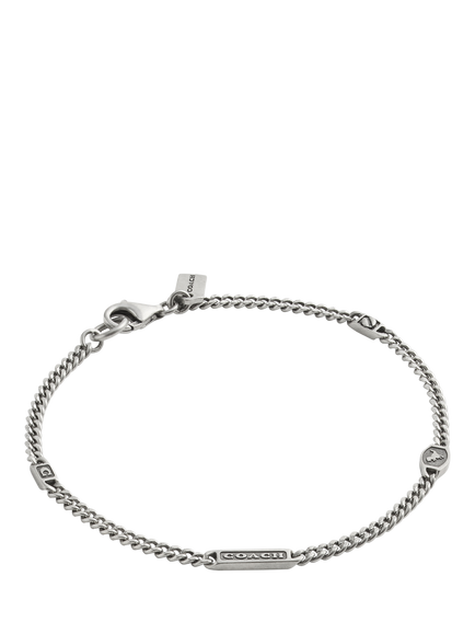 Coach Mixed Charm Sturdy Curb Chain Bracelet, Silver, Silver
