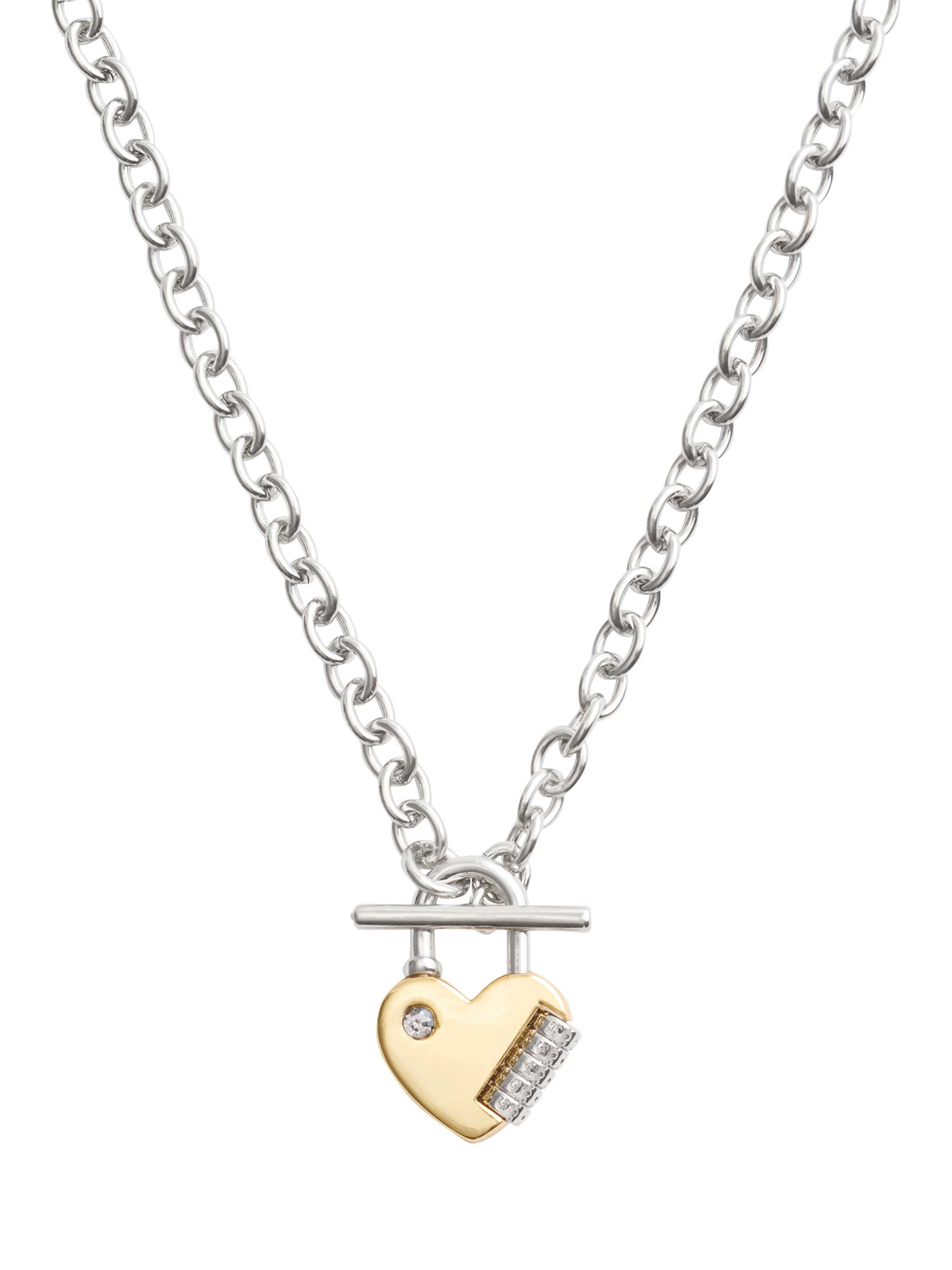 Coach Heart Padlock Link Chain Necklace, Multi