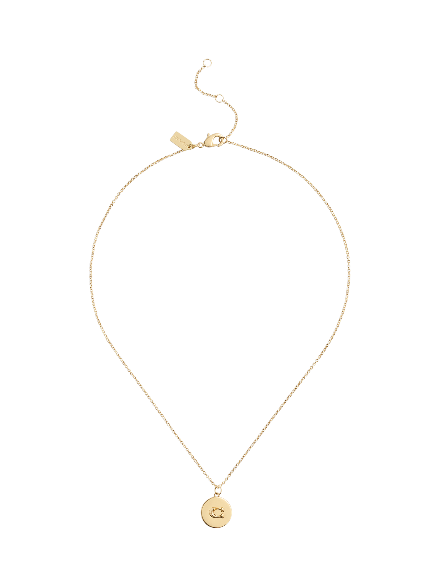 Product image 2 of 2, which shows Coach Signature Sculpted C Coin Pendant Chain Necklace, Gold