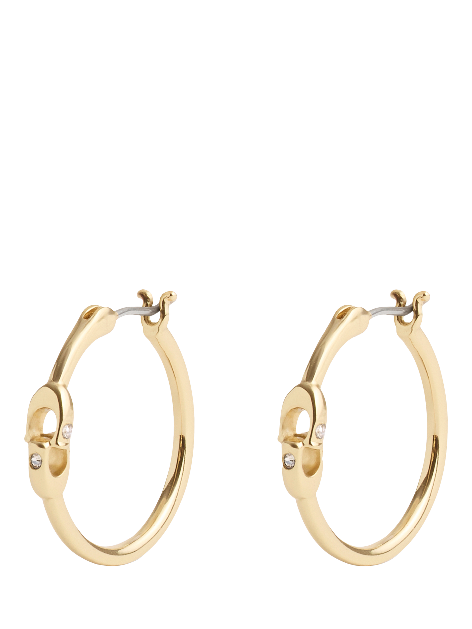 Product image 1 of 4, which shows Coach Signature Sculpted C Hoop Earrings, Gold
