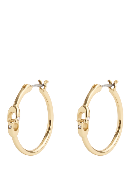 Coach Signature Sculpted C Hoop Earrings, Gold, Gold