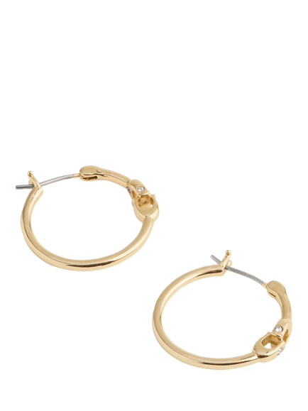 Coach Signature Sculpted C Hoop Earrings, Gold - view 2, Gold