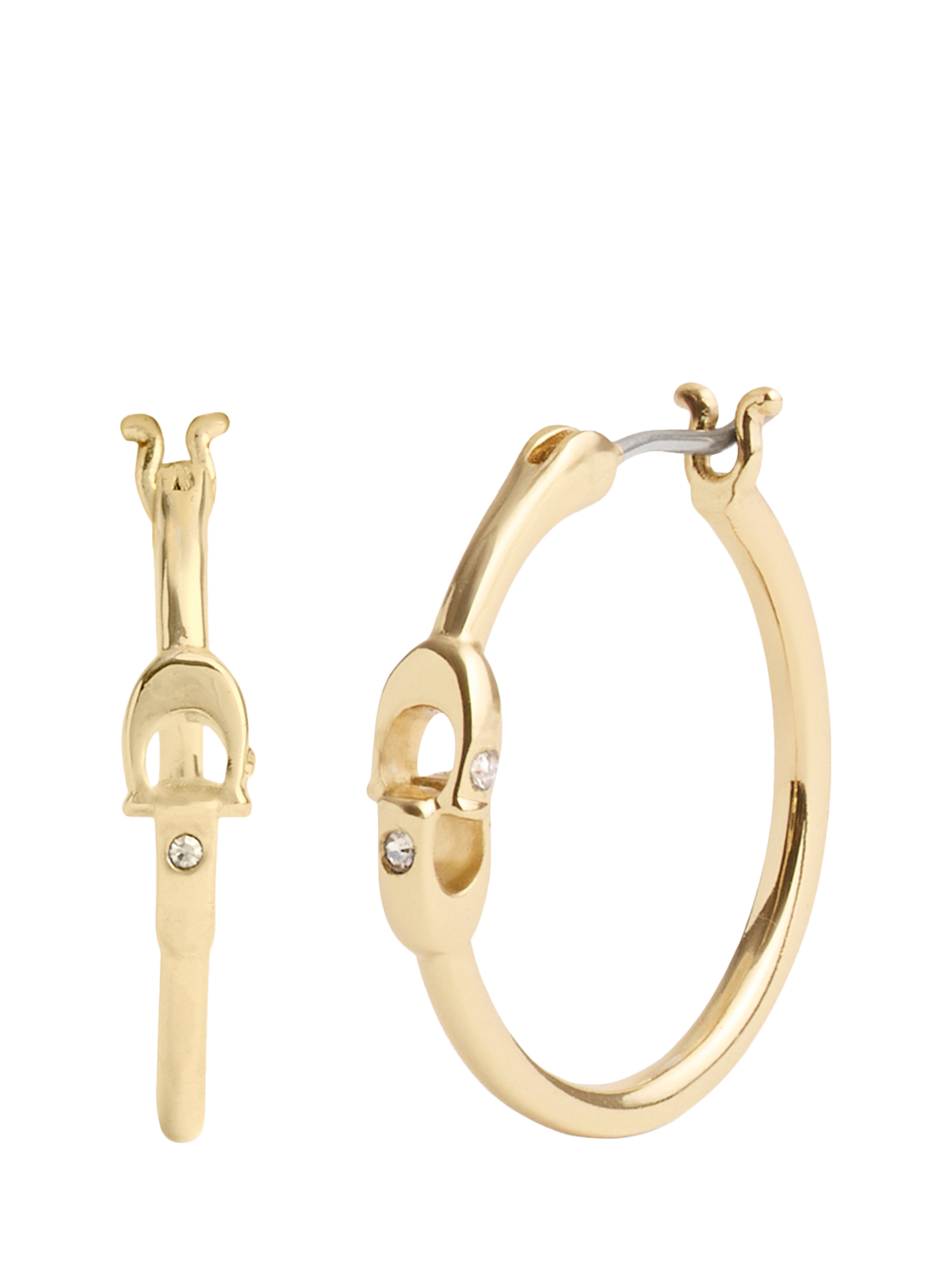 Product image 4 of 4, which shows Coach Signature Sculpted C Hoop Earrings, Gold