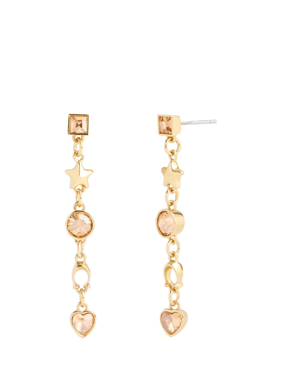 Coach Mixed Charm Linear Earrings, Gold