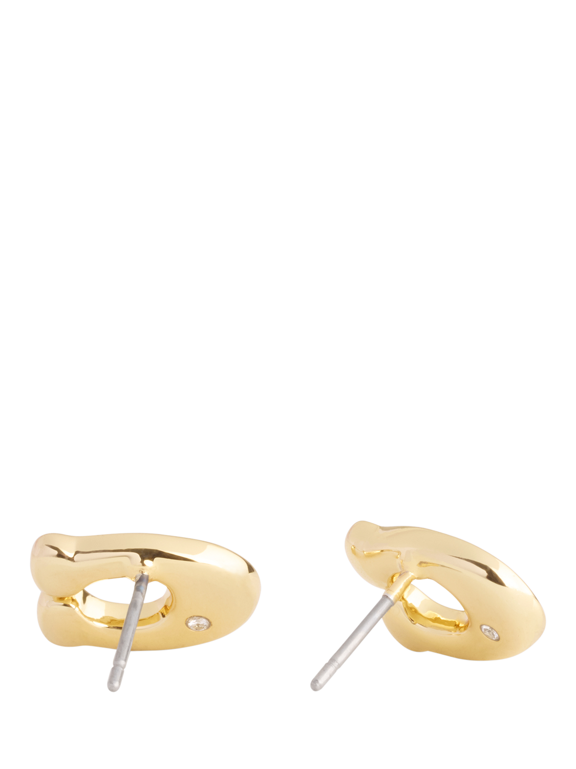 Product image 3 of 3, which shows Coach Signature Sculpted C Pavé Stud Earrings, Green