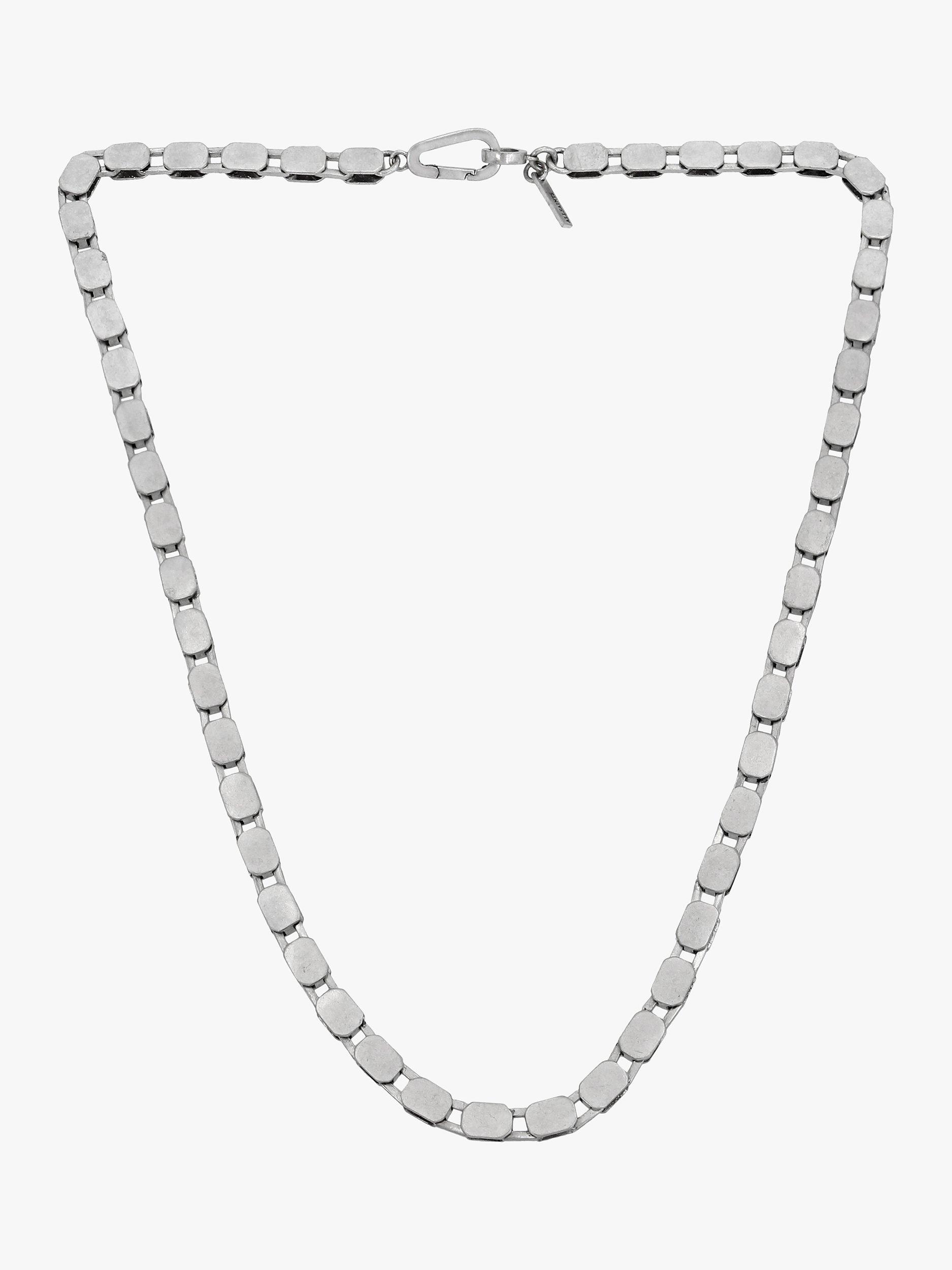 Product image 1 of 4, which shows AllSaints Unisex Flat Hexagon Chain Necklace, Warm Silver