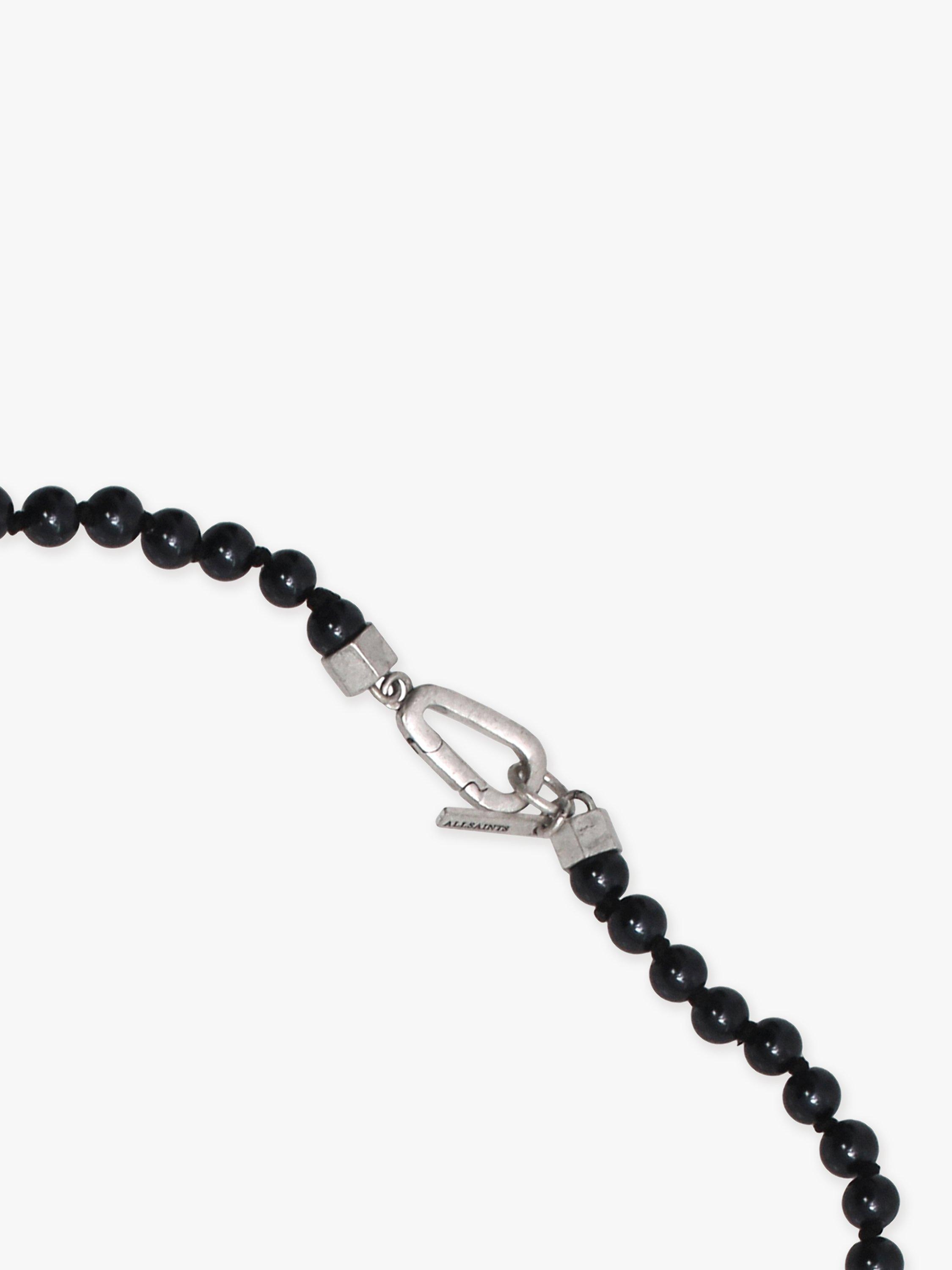 Product image 2 of 4, which shows AllSaints Unisex Faux Pearls Collar Necklace, Warm Silver