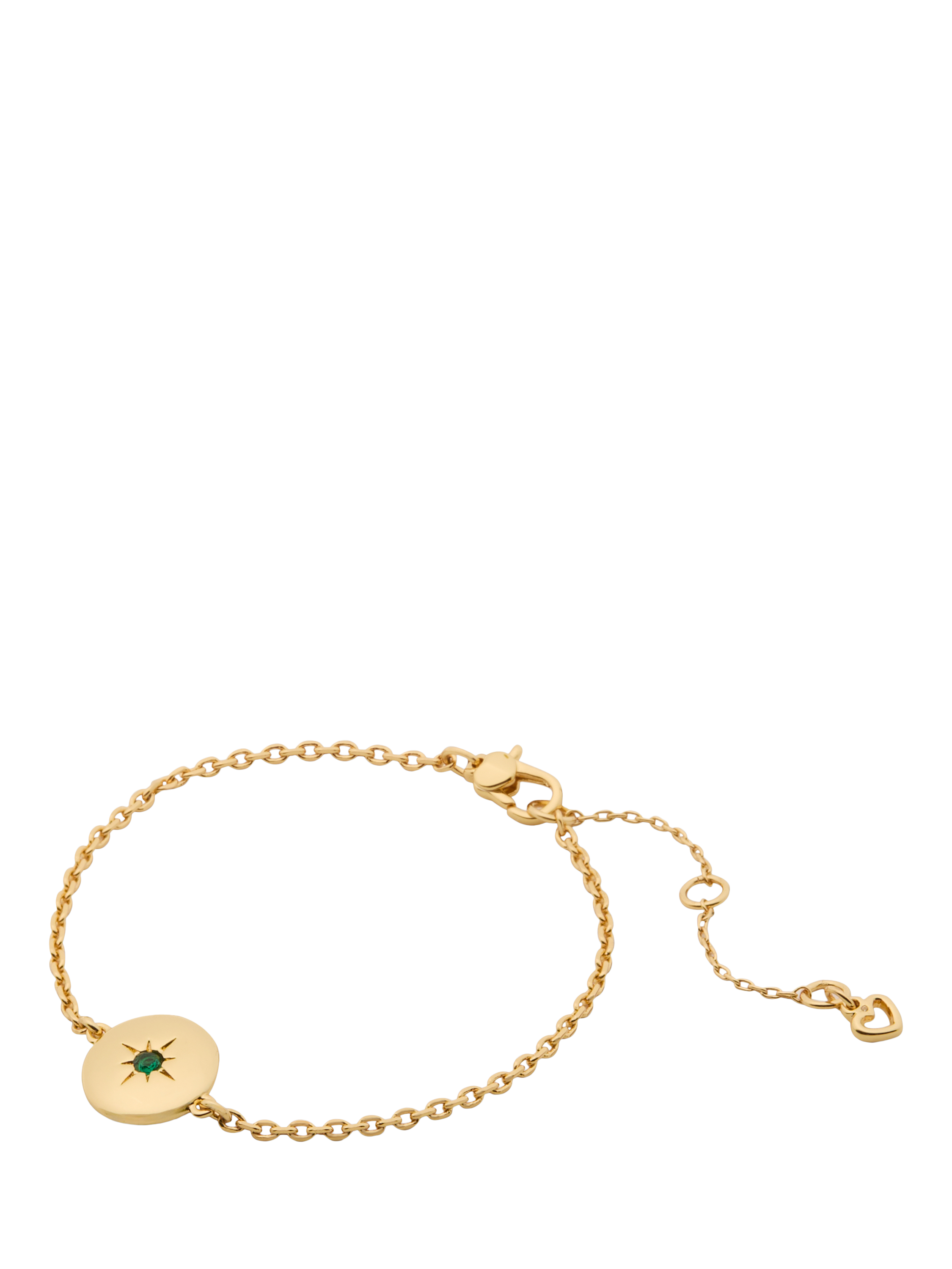 Product image 1 of 1, which shows kate spade new york Cubic Zirconia Starbusrt Disc Chain Bracelet, Green/Gold