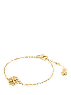 kate spade new york Heritage Bloom Cubic Zirconia Chain Bracelet, Clear/Gold