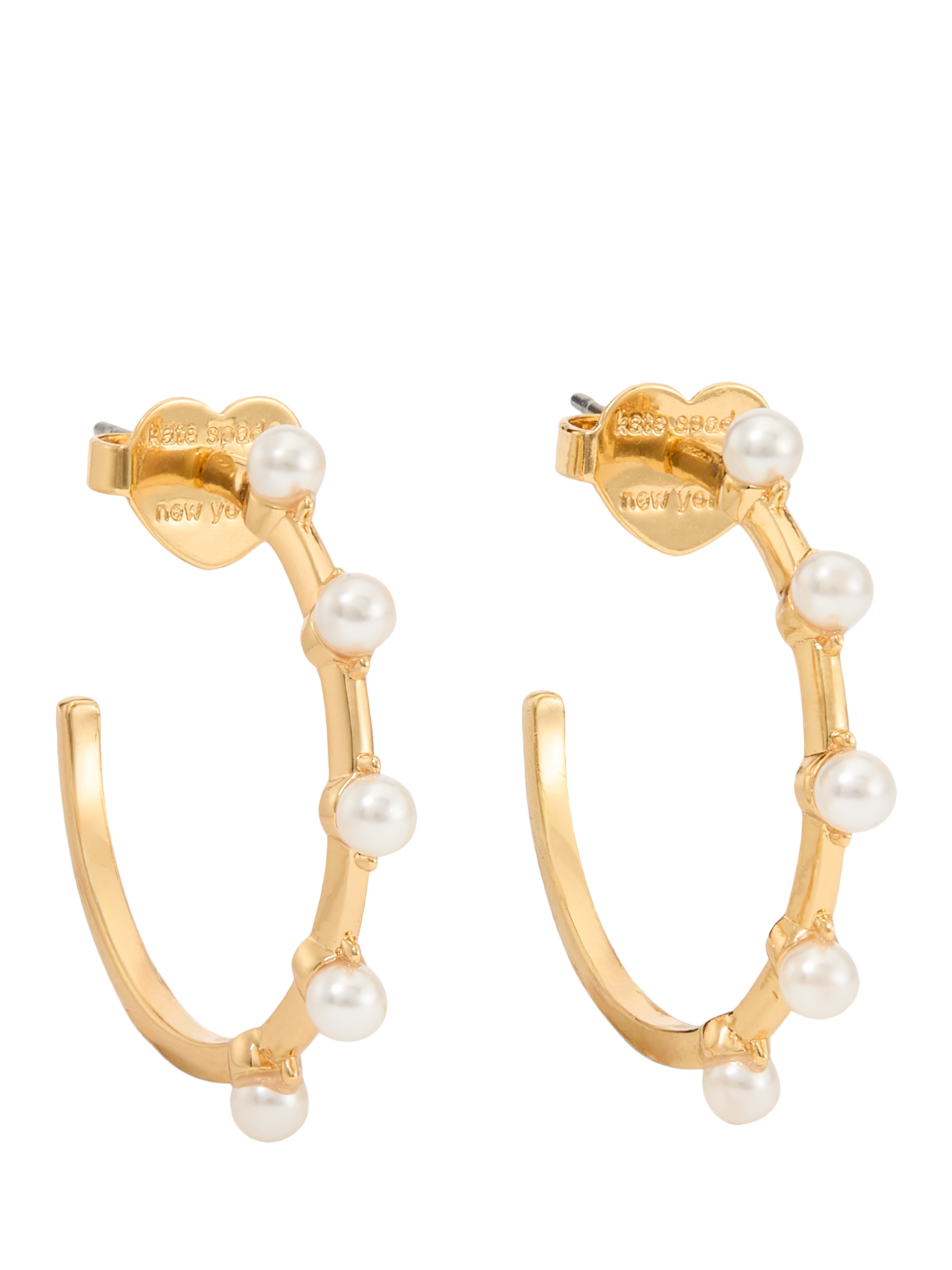 kate spade new york Shimmer Faux Pearl Demi Hoop Earrings Gold