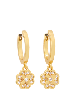 kate spade new york Bloom Cubic Zirconia Drop Earrings, Clear/Gold