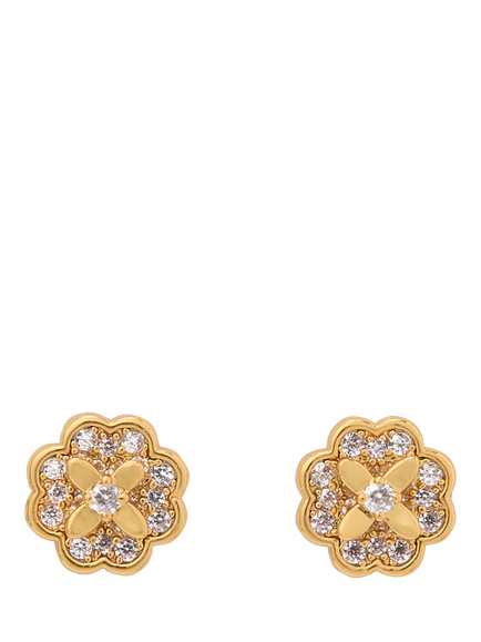 kate spade new york Bloom Cubic Zirconia Stud Earrings, Clear/Gold, Clear/Gold