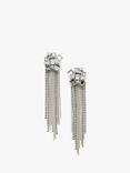 AllSaints Statement Sparkle Chain Drop Earrings, Warm Silver