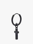 AllSaints Unisex Cross Drop Single Earring, Black