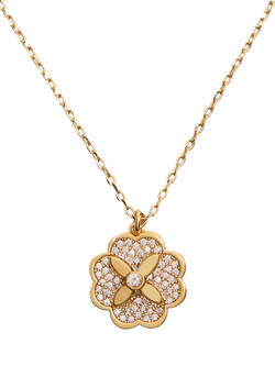 kate spade new york Bloom Cubic Zirconia Pendant Necklace, Clear/Gold