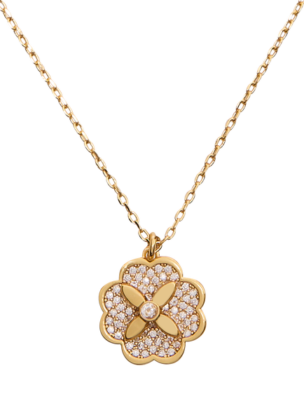 kate spade new york Bloom Cubic Zirconia Pendant Necklace, Clear/Gold