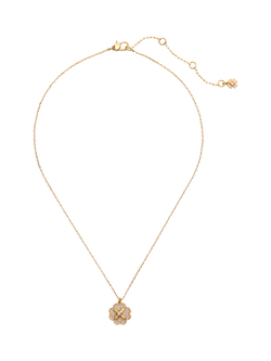 kate spade new york Bloom Cubic Zirconia Pendant Necklace - view 2, Clear/Gold