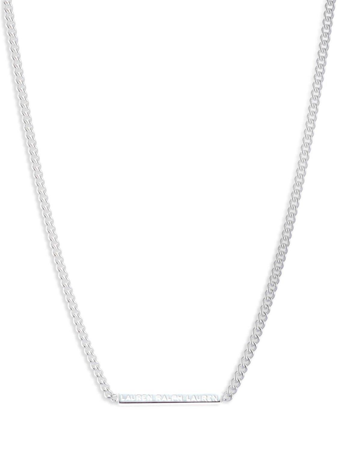 Lauren Ralph Lauren Sterling Silver Logo Bar Chain Necklace, Silver