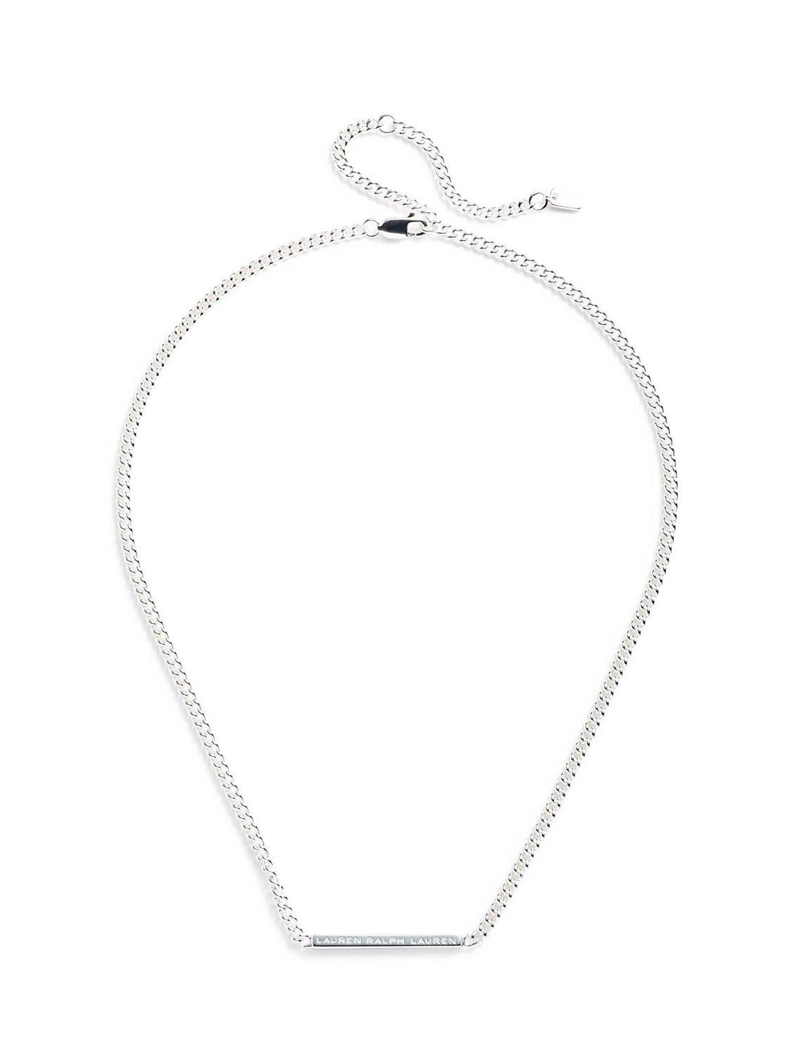 Lauren Ralph Lauren Sterling Silver Logo Bar Chain Necklace, Silver