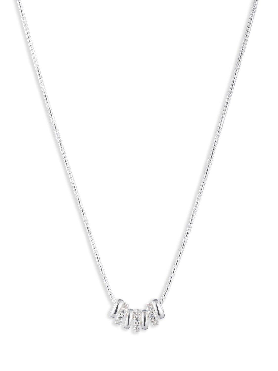 Product image 1 of 4, which shows Lauren Ralph Lauren Sterling Silver Pave Rondelle Pendant Necklace, Silver