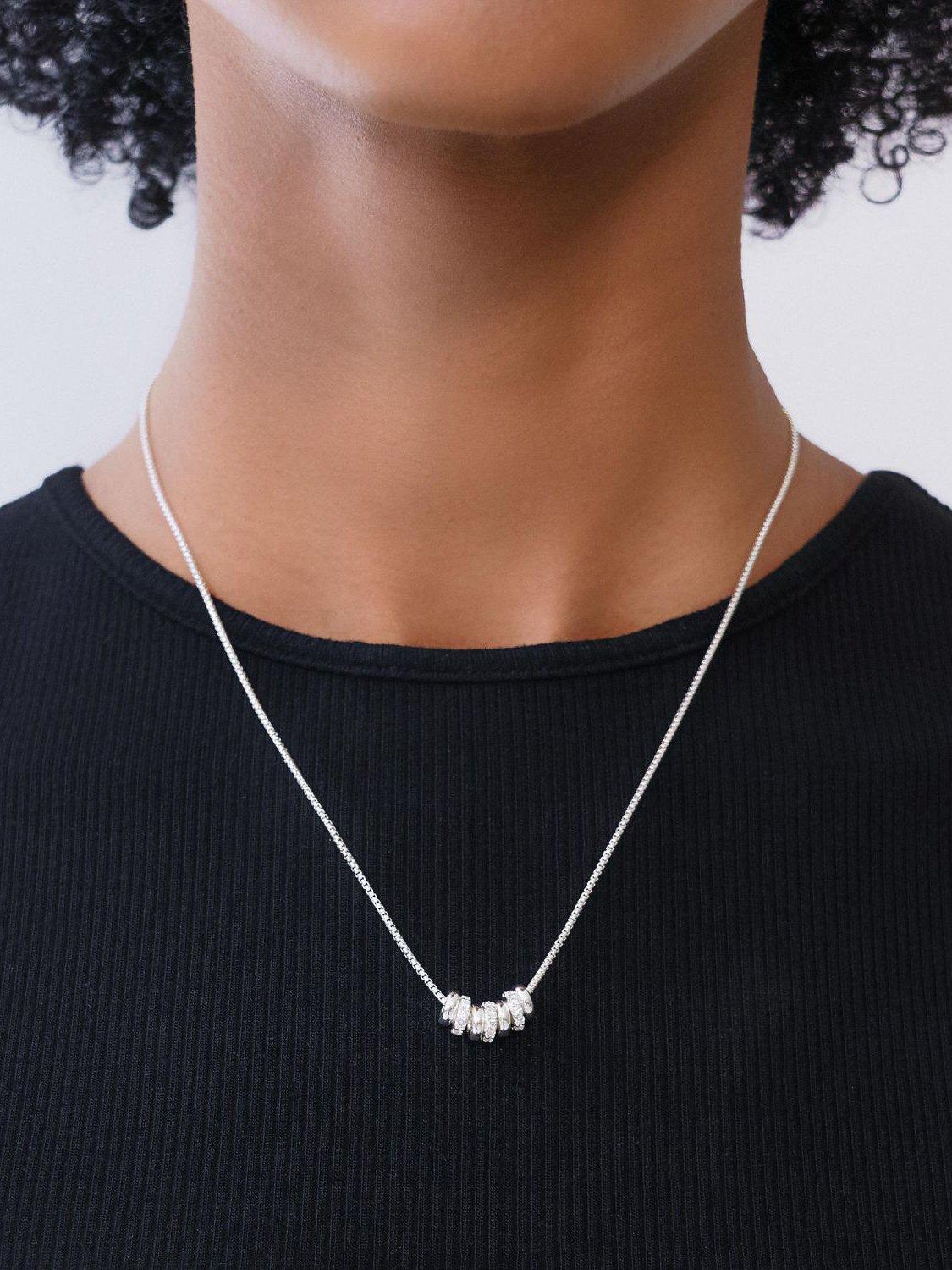 Product image 3 of 4, which shows Lauren Ralph Lauren Sterling Silver Pave Rondelle Pendant Necklace, Silver