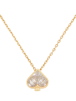kate spade new york Mini Cubic Zirconia Spade Pendant Necklace, Clear/Gold
