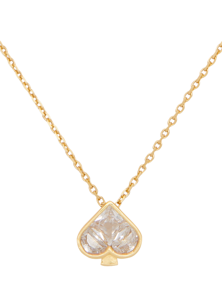 kate spade new york Mini Cubic Zirconia Spade Pendant Necklace, Clear/Gold