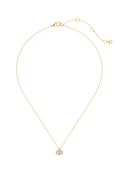 kate spade new york Mini Cubic Zirconia Spade Pendant Necklace - view 2, Clear/Gold