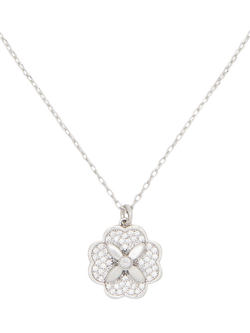 kate spade new york Bloom Cubic Zirconia Pendant Necklace, Clear/Silver