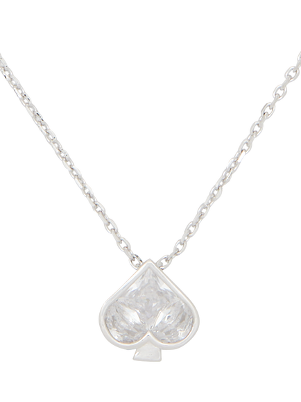 kate spade new york Mini Cubic Zirconia Spade Pendant Necklace, Clear/Silver