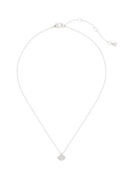 kate spade new york Mini Cubic Zirconia Spade Pendant Necklace - view 2, Clear/Silver