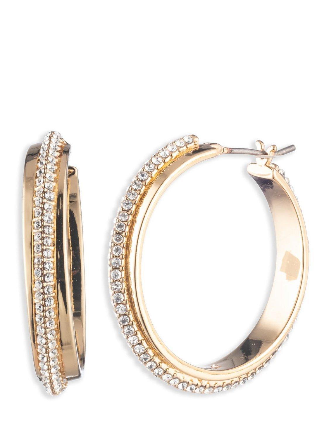 Lauren Ralph Lauren Pave Crystal Hoop Earrings, Gold