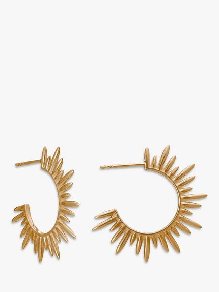 Rachel Jackson London Electric Goddess Art Deco Sun Hoop Earrings, Gold, Gold