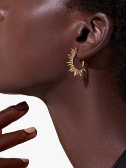 Rachel Jackson London Electric Goddess Art Deco Sun Hoop Earrings, Gold - view 2, Gold