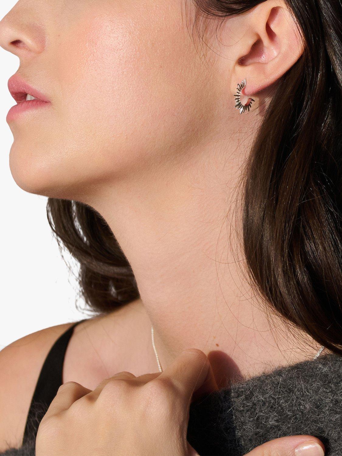 Product image 2 of 3, which shows Rachel Jackson London Electric Goddess Mini Huggie Hoop Earrings, Silver