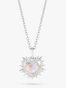 Rachel Jackson London Personalised Electric Love Birthstone Heart Sterling Silver Necklace, June - Moonstone