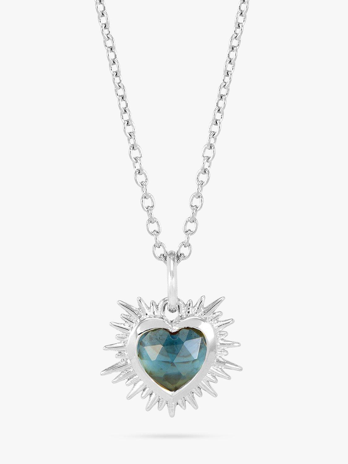 Product image 1 of 4, which shows Rachel Jackson London Personalised Electric Love Birthstone Heart Sterling Silver Necklace, December - London Blue Topaz