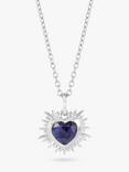 Rachel Jackson London Personalised Electric Love Birthstone Heart Sterling Silver Necklace, September - Sapphire