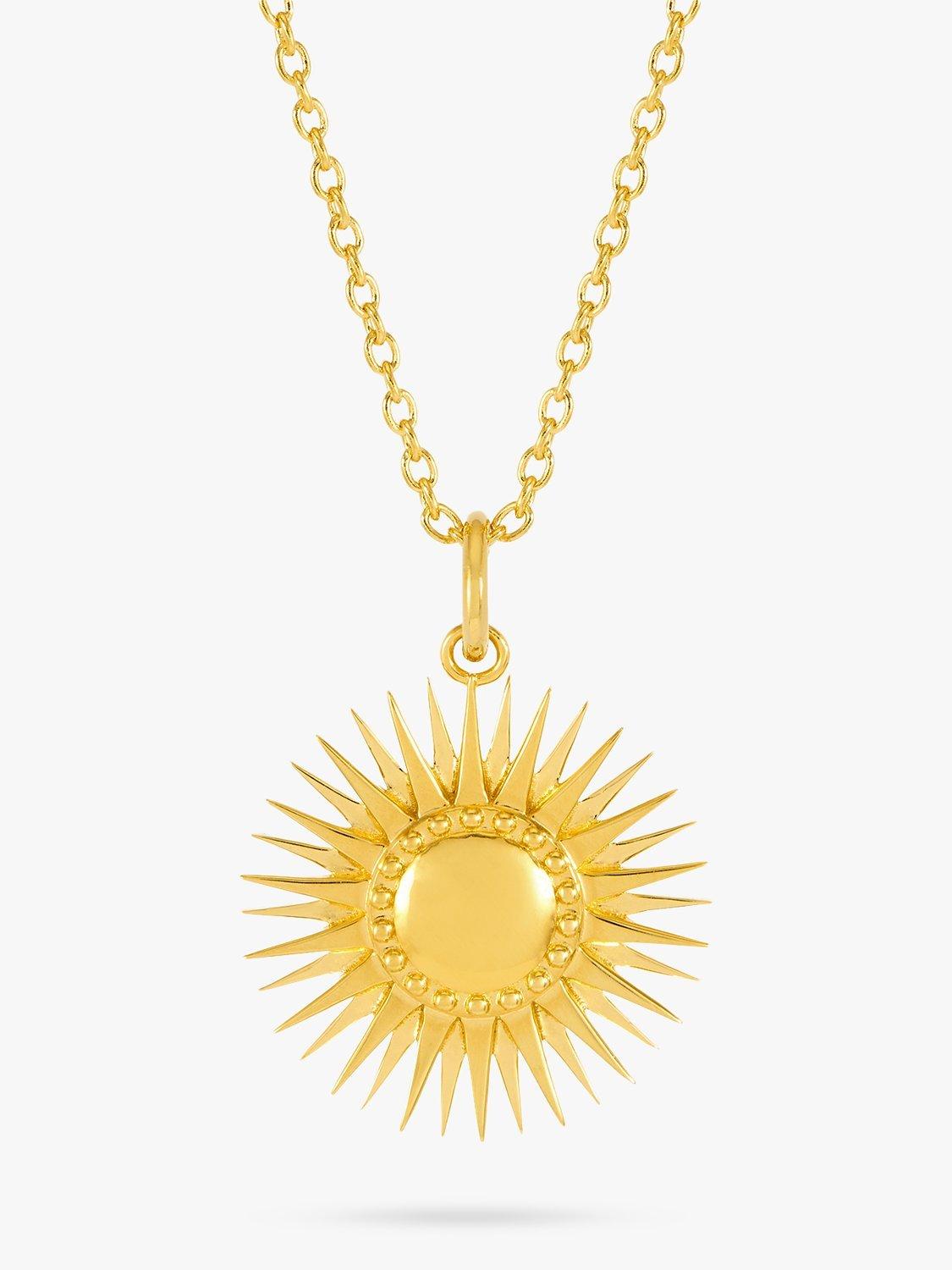 Product image 1 of 3, which shows Rachel Jackson London Personalised Art Deco Sun Necklace, Gold