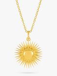 Rachel Jackson London Personalised Art Deco Sun Necklace, Gold