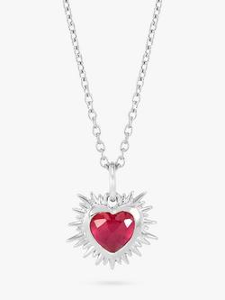 Rachel Jackson London Personalised Electric Love Birthstone Heart Sterling Silver Necklace, July - Ruby