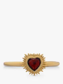 Rachel Jackson London Electric Love Mini Garnet Heart Ring, Gold, Gold