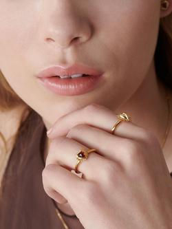 Rachel Jackson London Electric Love Mini Garnet Heart Ring, Gold - view 2, Gold