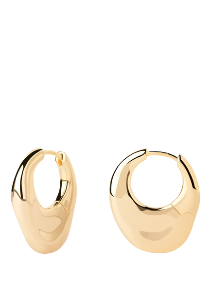 PDPAOLA Irregular Huggie Hoop Earrings, Gold, Yellow Gold