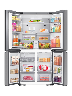 Samsung Bespoke AI RF65DG9H0ESREU Freestanding 60/40 American Fridge Freezer with Family Hub, Silver - view 2, Silver