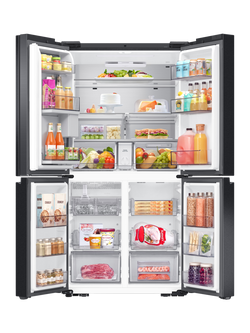 Samsung Bespoke AI RF65DG9H0EB1 Freestanding 60/40 American Fridge Freezer with Family Hub, Black - view 2, Black