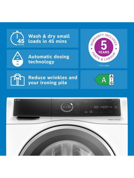 Bosch Series 8 i-DOS Freestanding Washer Dryer 10.5kg/6kg Load, 1400rpm Spin, WNC25410GB, WNC254ARGB - view 2, White