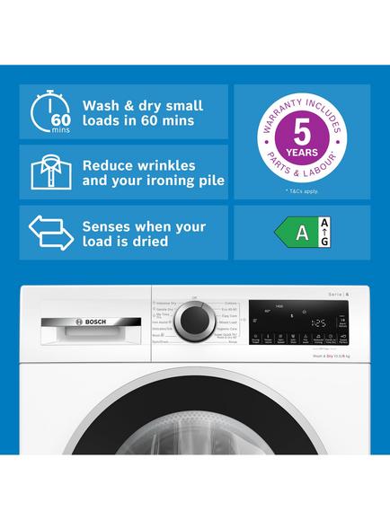 Bosch Series 6 Freestanding Washer Dryer, 10.5kg/6kg Load, 1400rpm Spin, WNG25401GB, WNG254R1GB - view 2, White