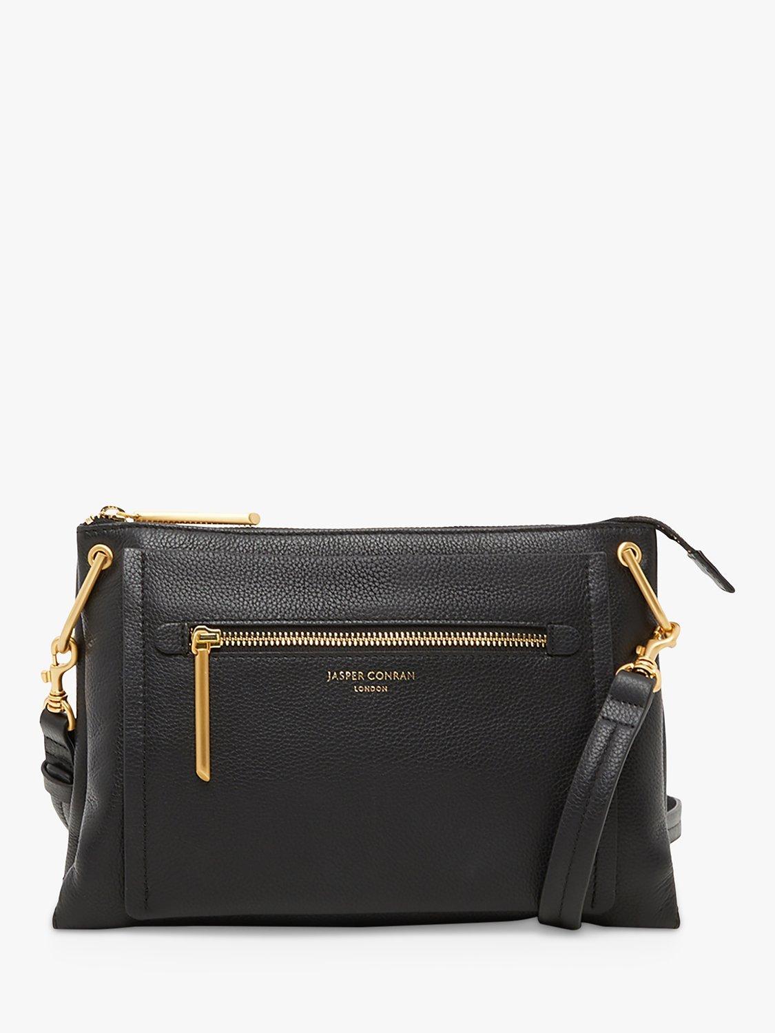 Jasper Conran London Darcey Leather Cross Body Bag, Black